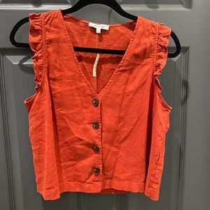 Madewell Linen Button Down Tank NWT
